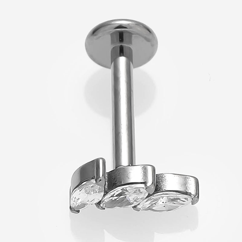 Anillos para labios de estilo simple con forma de mariposa, con incrustaciones de acero de titanio y circonita, chapados en oro de 18 quilates, para cartílago de la oreja. 