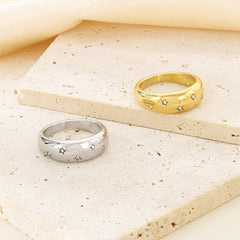 Anillos de acero inoxidable 304 chapados en oro de 18 quilates con hexagrama clásico de estilo vintage.