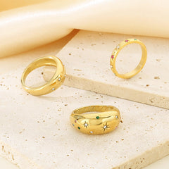 Anillos de acero inoxidable 304 chapados en oro de 18 quilates con hexagrama clásico de estilo vintage.