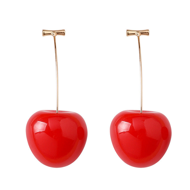 1 par de pendientes colgantes de resina de cereza de estilo simple y lindo