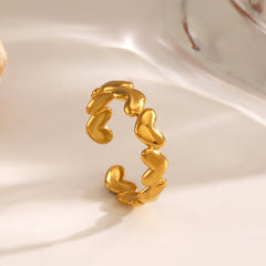 Anillos abiertos chapados en oro de 18 quilates de acero inoxidable 304 con forma de corazón, estilo clásico y sencillo, venta al por mayor