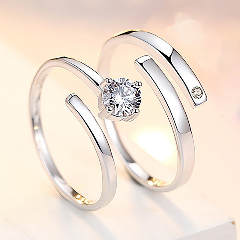 Anillo de pareja para hombre y mujer, anillo abierto de imitación de diamante rojo, joyería, suministro directo de fábrica, venta al por mayor (1 par) 