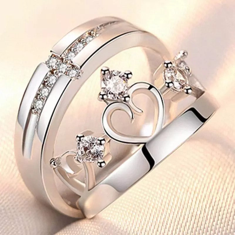 Anillo de pareja para hombre y mujer, anillo abierto de imitación de diamante rojo, joyería, suministro directo de fábrica, venta al por mayor (1 par) 