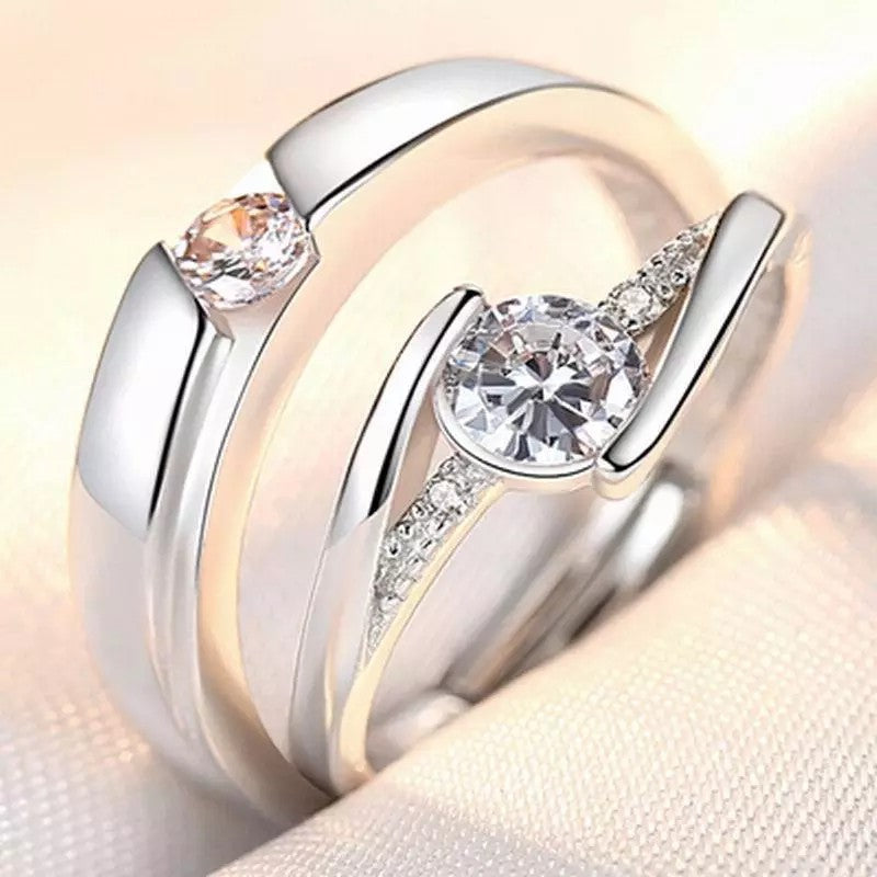 Anillo de pareja para hombre y mujer, anillo abierto de imitación de diamante rojo, joyería, suministro directo de fábrica, venta al por mayor (1 par) 