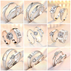 Anillo de pareja para hombre y mujer, anillo abierto de imitación de diamante rojo, joyería, suministro directo de fábrica, venta al por mayor (1 par) 