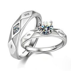 Anillo de pareja para hombre y mujer, anillo abierto de imitación de diamante rojo, joyería, suministro directo de fábrica, venta al por mayor (1 par) 