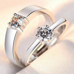 Anillo de pareja para hombre y mujer, anillo abierto de imitación de diamante rojo, joyería, suministro directo de fábrica, venta al por mayor (1 par) 