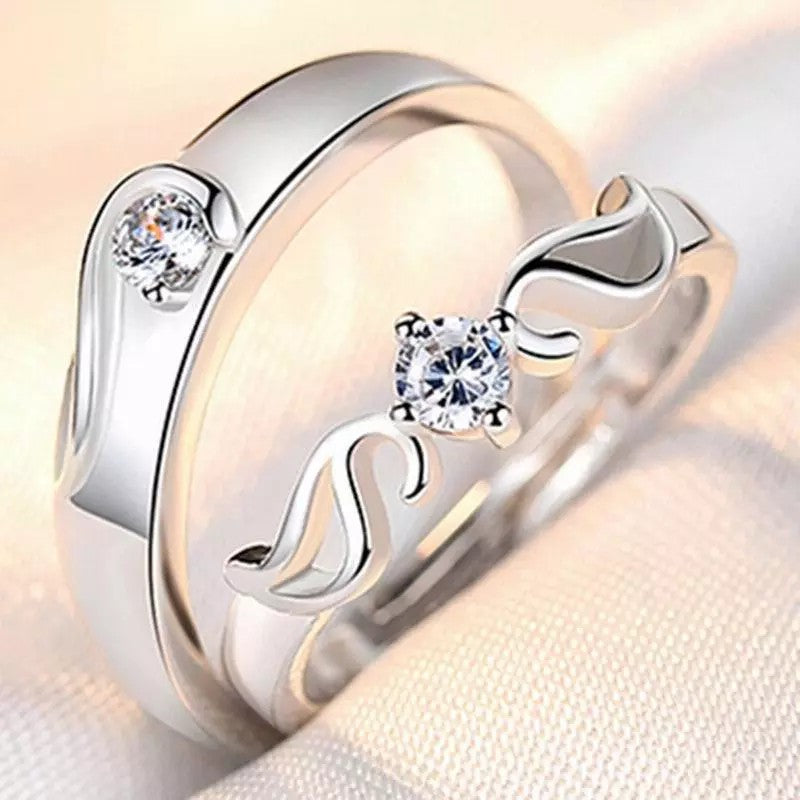 Anillo de pareja para hombre y mujer, anillo abierto de imitación de diamante rojo, joyería, suministro directo de fábrica, venta al por mayor (1 par) 