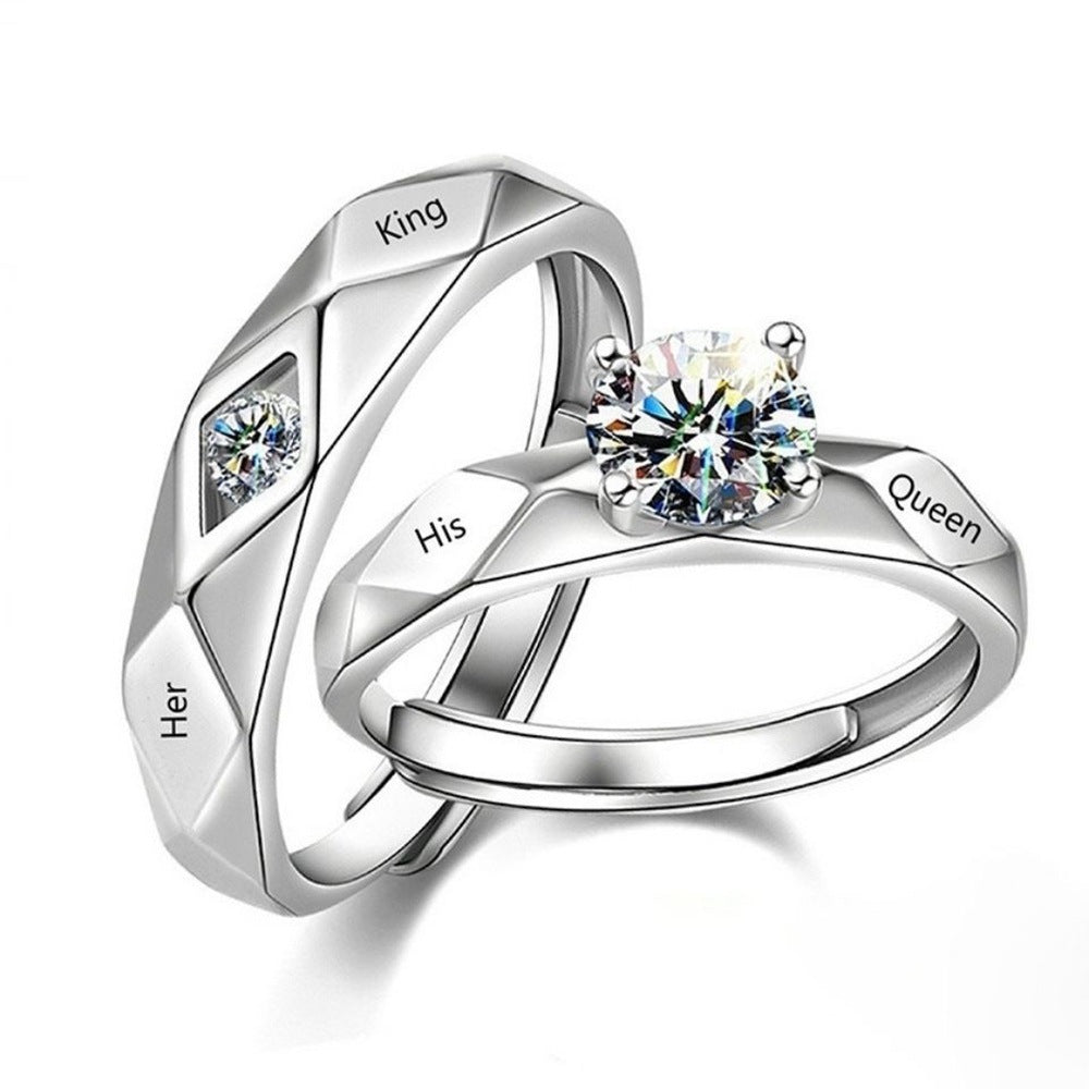 Anillo de pareja para hombre y mujer, anillo abierto de imitación de diamante rojo, joyería, suministro directo de fábrica, venta al por mayor (1 par) 