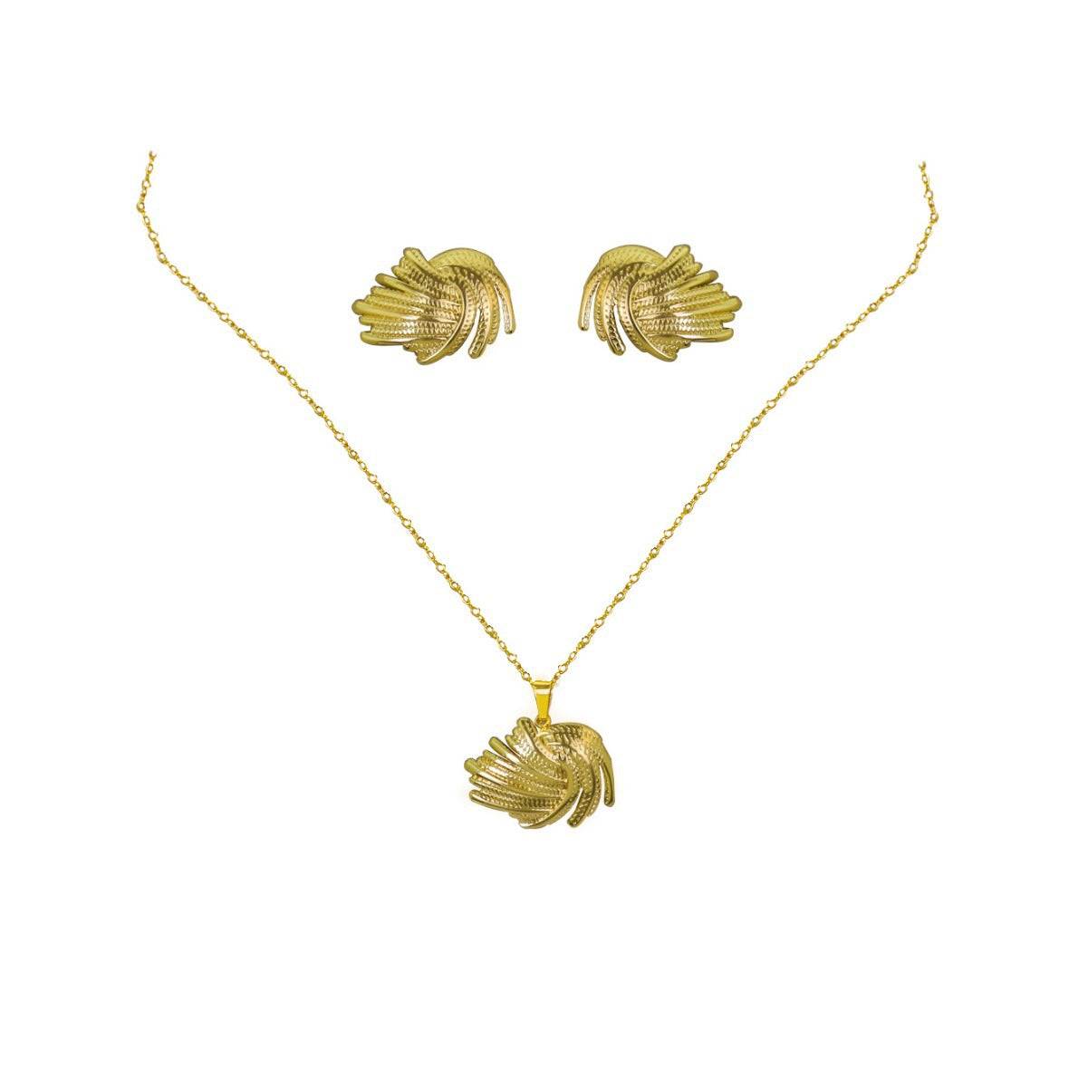 Conjunto de joyería elegante de acero inoxidable chapado en forma de corazón, geométrico, retro, con flores, venta al por mayor