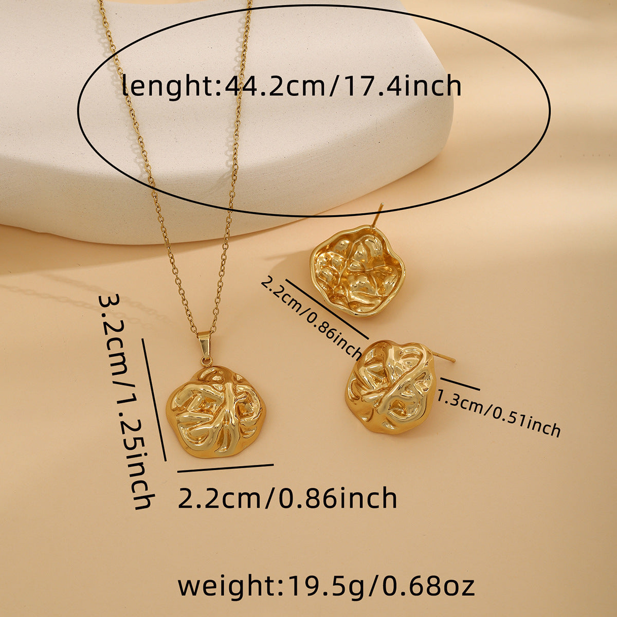 Conjunto de joyería elegante de acero inoxidable chapado en forma de corazón, geométrico, retro, con flores, venta al por mayor