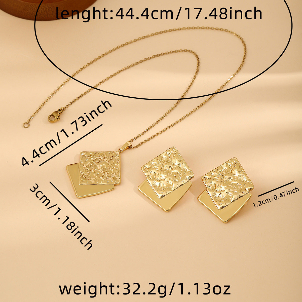 Conjunto de joyería elegante de acero inoxidable chapado en forma de corazón, geométrico, retro, con flores, venta al por mayor