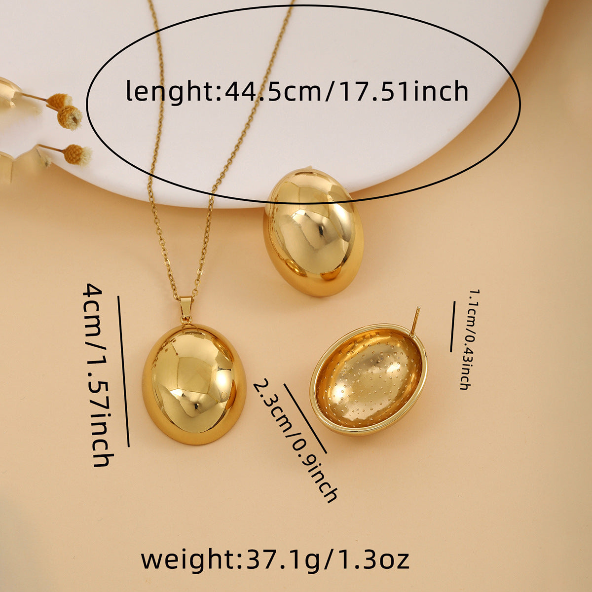 Conjunto de joyería elegante de acero inoxidable chapado en forma de corazón, geométrico, retro, con flores, venta al por mayor