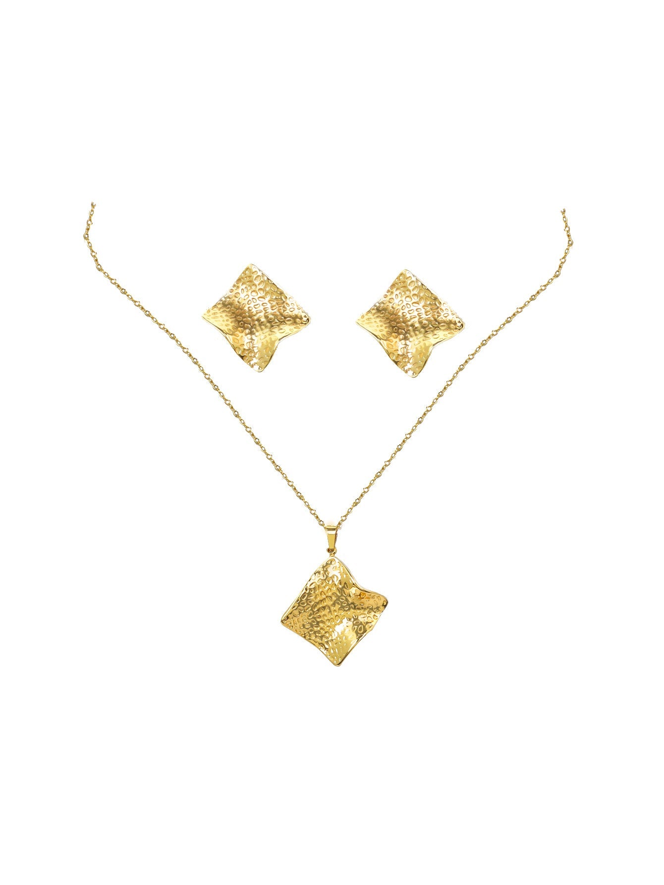 Conjunto de joyería elegante de acero inoxidable chapado en forma de corazón, geométrico, retro, con flores, venta al por mayor