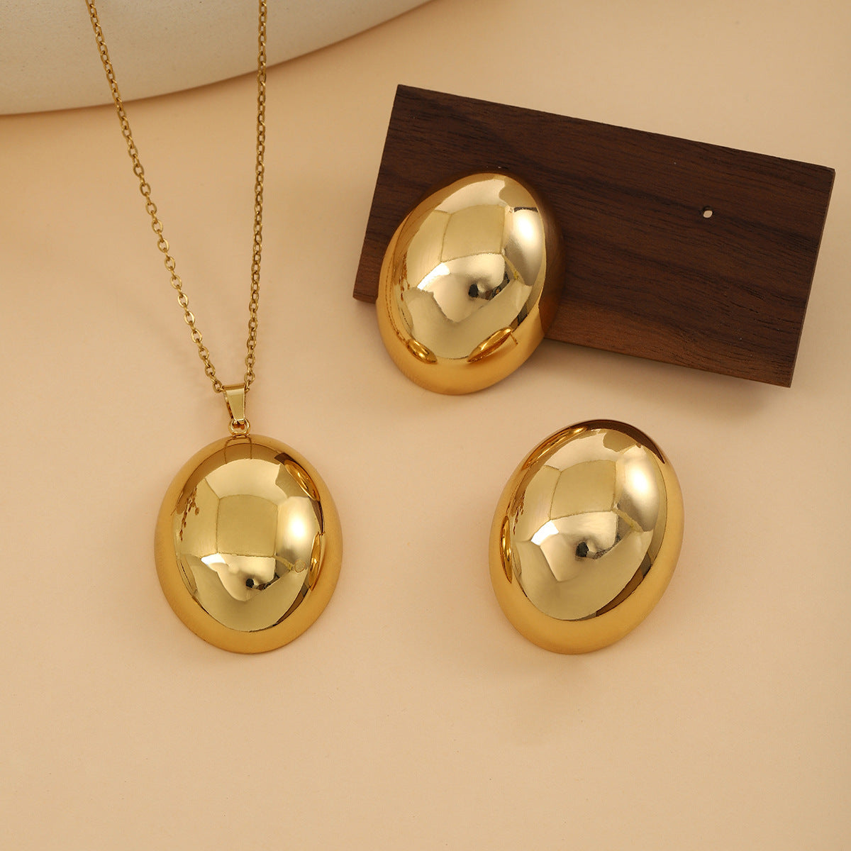 Conjunto de joyería elegante de acero inoxidable chapado en forma de corazón, geométrico, retro, con flores, venta al por mayor