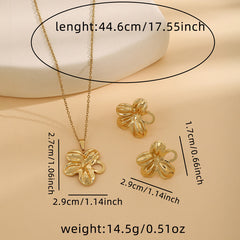 Conjunto de joyería elegante de acero inoxidable chapado en forma de corazón, geométrico, retro, con flores, venta al por mayor