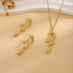 Conjunto de joyería elegante de acero inoxidable chapado en forma de corazón, geométrico, retro, con flores, venta al por mayor