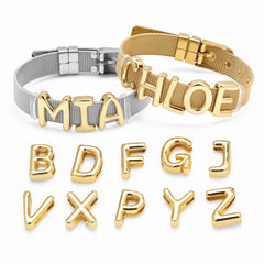 Pulseras con letras bañadas en oro de 18 quilates y cobre