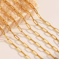 Collar de cadena de acero inoxidable 304 chapado en oro de 18 quilates con estilo simple al por mayor.