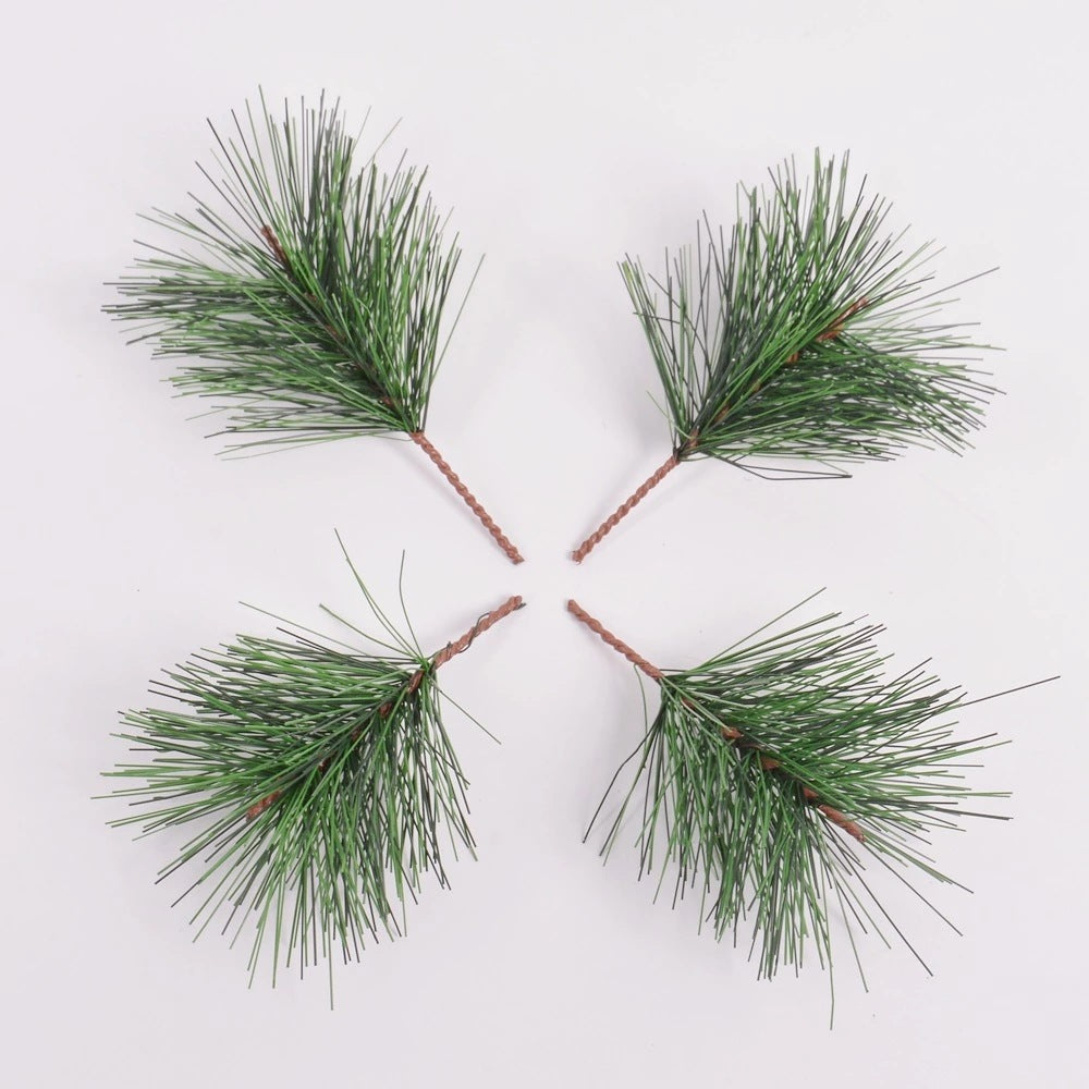 Hojas de pino artificiales de PVC con simulación de agujas de pino, ideales para decorar festivales navideños, como tiras de agujas de pino artificiales (compra mínima: 2 unidades).