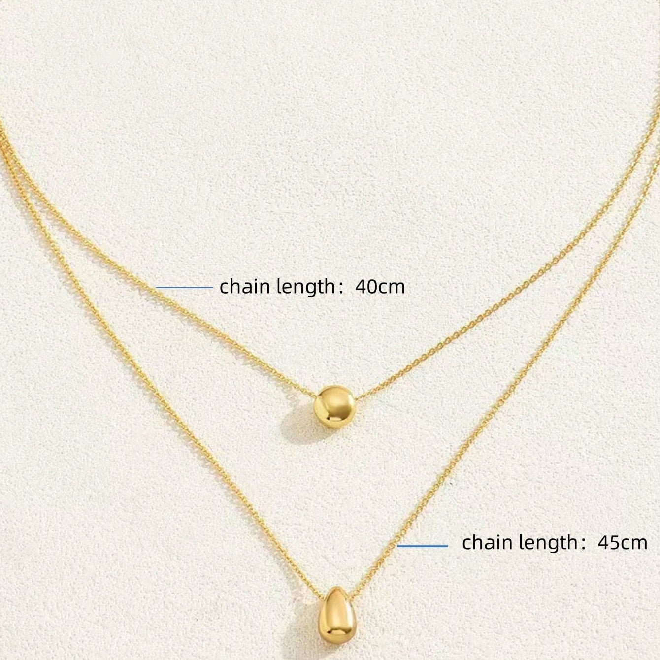 Collares de acero inoxidable 304 de doble capa con gotas de agua, estilo clásico y sencillo, venta al por mayor