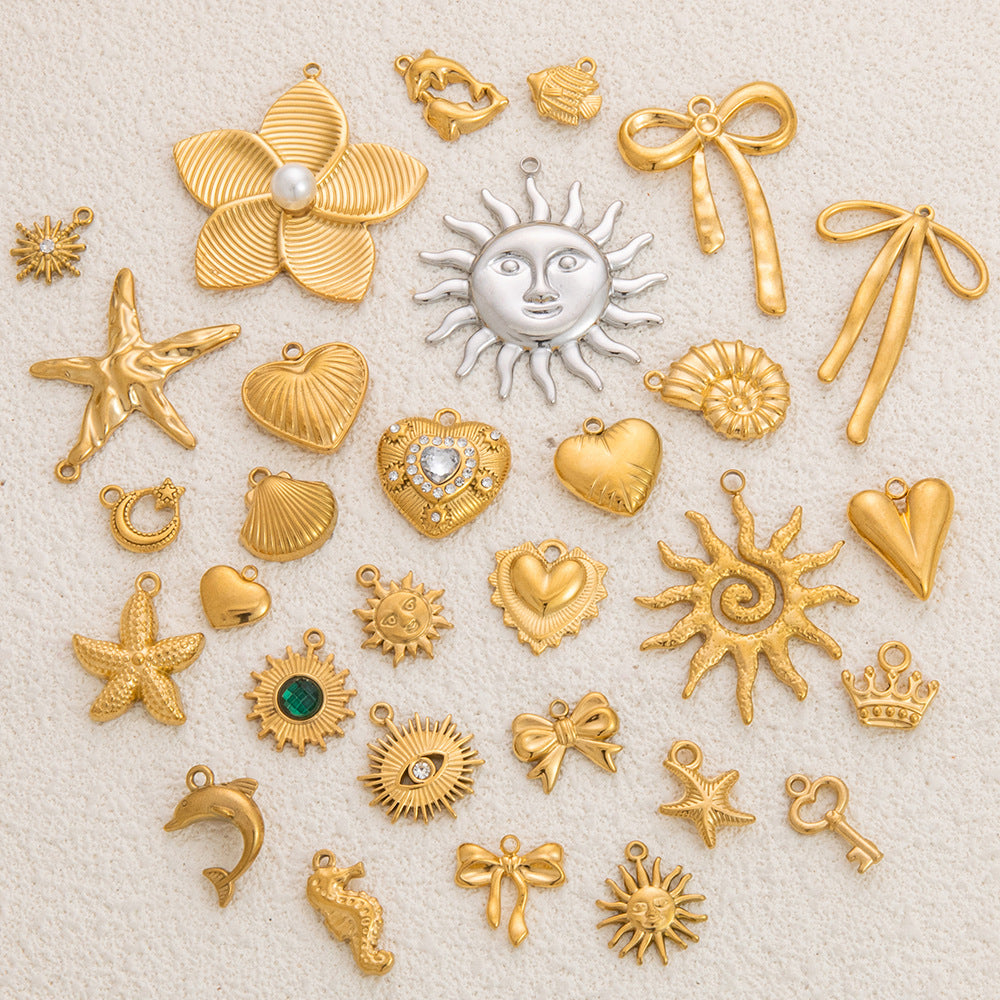 1 pieza 16,3 mm 33 mm 39 mm 304 acero inoxidable estrella de mar forma de corazón pez joyería accesorios colgante 