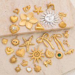 1 pieza 16,3 mm 33 mm 39 mm 304 acero inoxidable estrella de mar forma de corazón pez joyería accesorios colgante 