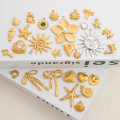 1 pieza 16,3 mm 33 mm 39 mm 304 acero inoxidable estrella de mar forma de corazón pez joyería accesorios colgante 