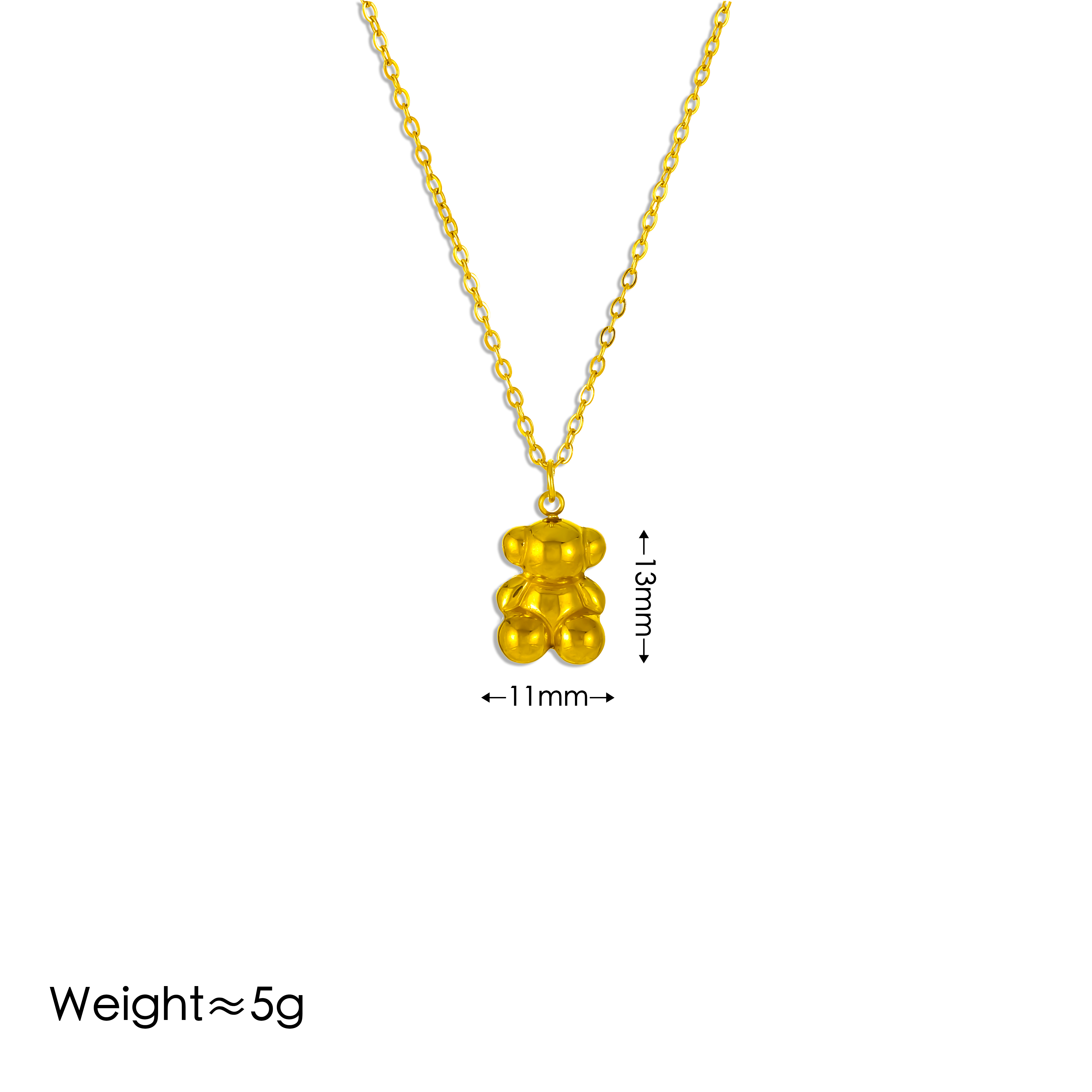 Conjunto de joyería al por mayor con diseño de osito pequeño, estilo vintage, simple y bonito, de acero inoxidable 304 chapado en oro de 18 quilates.