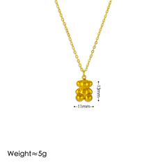 Conjunto de joyería al por mayor con diseño de osito pequeño, estilo vintage, simple y bonito, de acero inoxidable 304 chapado en oro de 18 quilates.