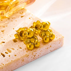 Conjunto de joyería al por mayor con diseño de osito pequeño, estilo vintage, simple y bonito, de acero inoxidable 304 chapado en oro de 18 quilates.
