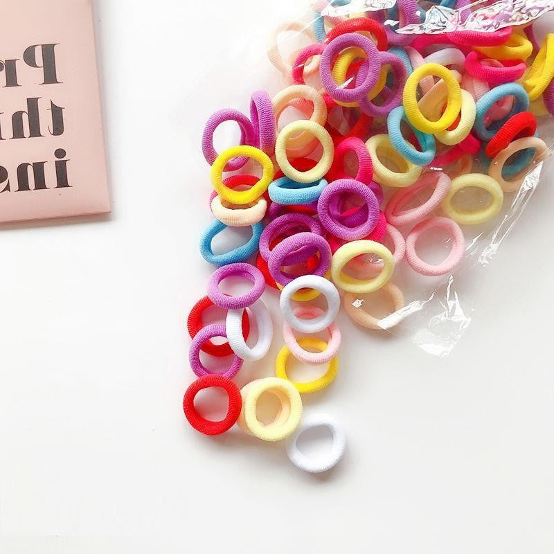 Banda de goma para el cabello para niñas, aro de toalla, cuerda para la cabeza, banda para el cabello sin costuras, anillo para el pulgar para bebés, accesorios para el cabello al por mayor (100 unidades, 10 unidades)