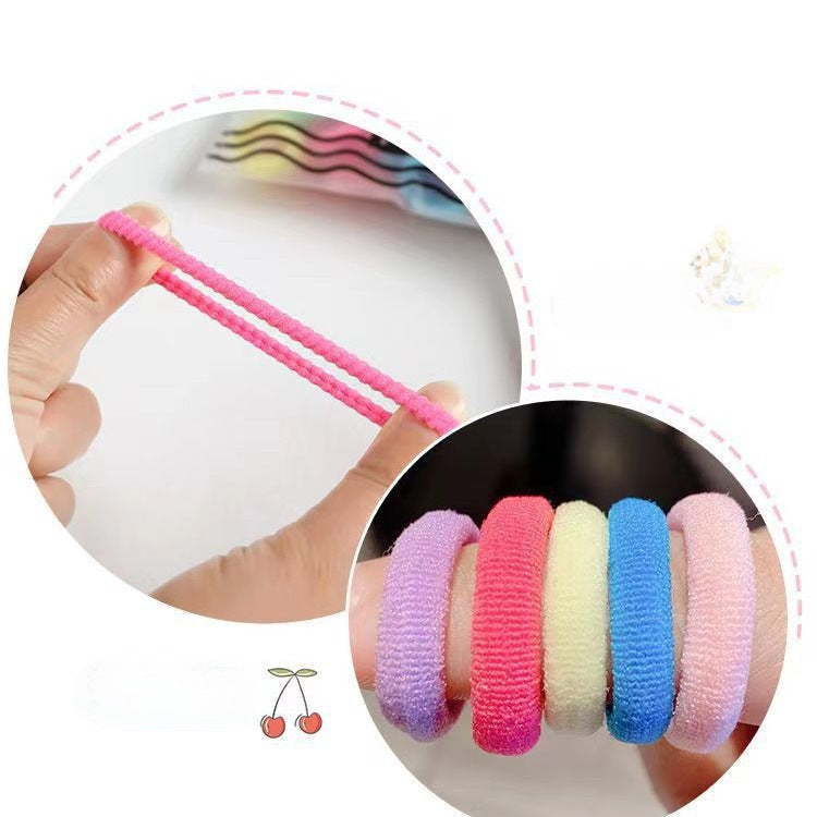 Banda de goma para el cabello para niñas, aro de toalla, cuerda para la cabeza, banda para el cabello sin costuras, anillo para el pulgar para bebés, accesorios para el cabello al por mayor (100 unidades, 10 unidades)