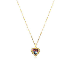 Collar con colgante de acero de titanio con incrustaciones de diamantes de imitación y forma de corazón de estrella de animal elegante al por mayor