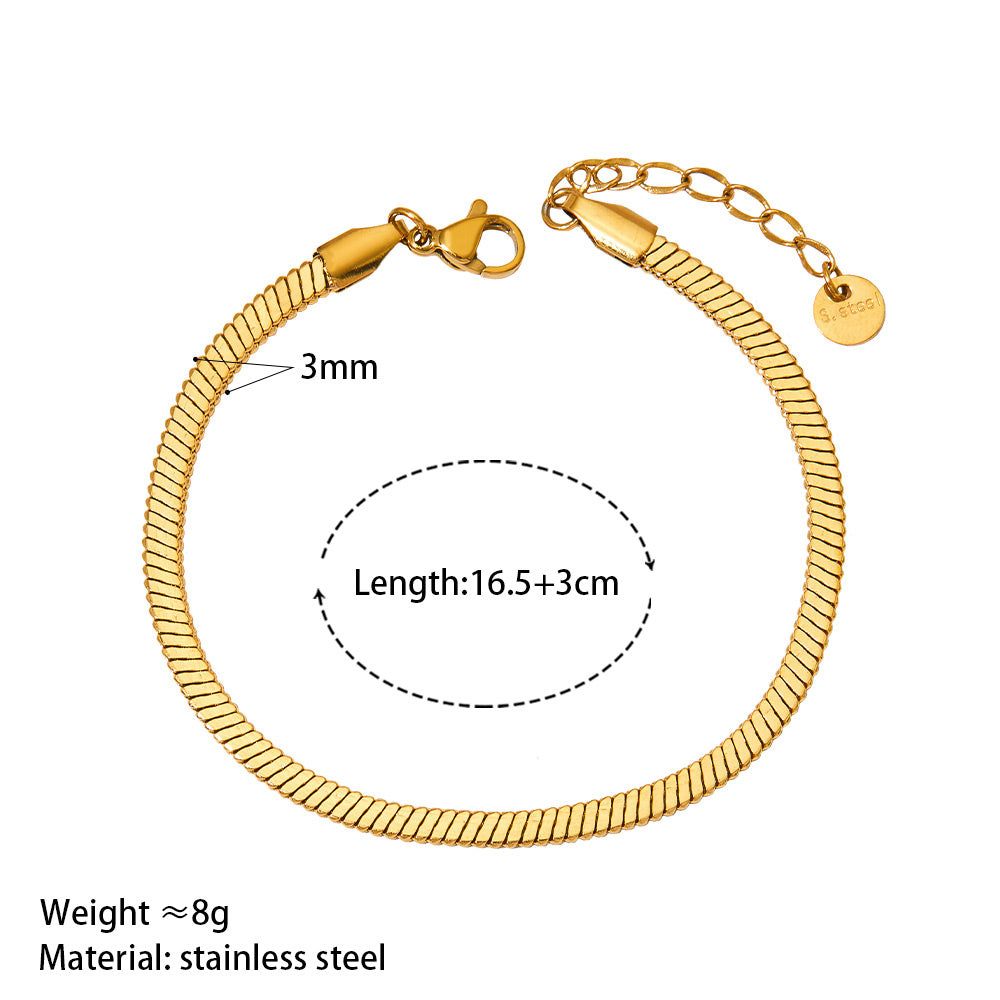 Pulseras de acero inoxidable 304 con diseño geométrico de estilo sencillo, bañadas en oro blanco de 16 quilates, disponibles a granel.