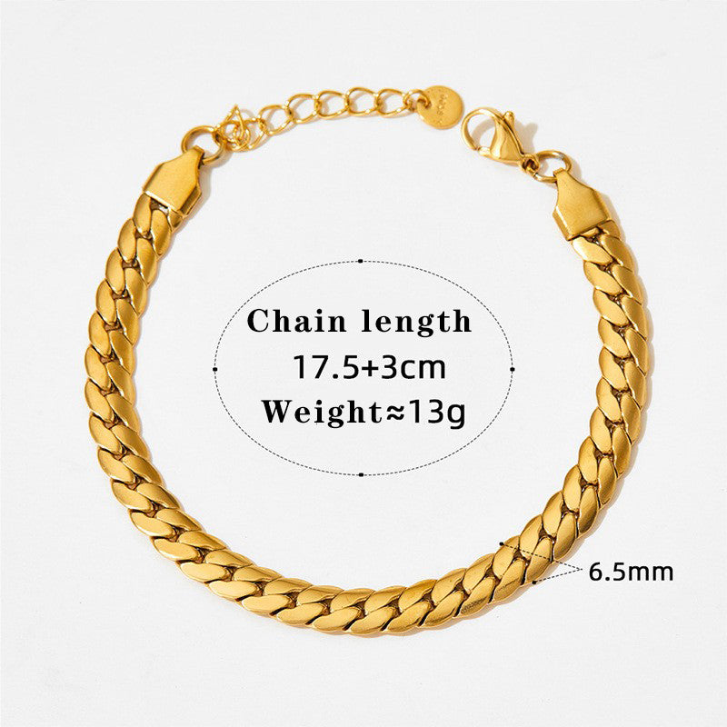 Pulseras de acero inoxidable 304 con diseño geométrico de estilo sencillo, bañadas en oro blanco de 16 quilates, disponibles a granel.