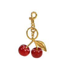 Adorno para bolso, colgante, llavero, cereza, cristal, resina, llavero para coche, cereza, metal, colgante