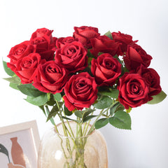 Rosa artificial individual para San Valentín, decoración para el hogar, boda, pared de flores, flores artificiales, tacto artificial, franela