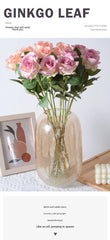 Rosa artificial individual para San Valentín, decoración para el hogar, boda, pared de flores, flores artificiales, tacto artificial, franela