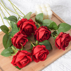 Rosa artificial individual para San Valentín, decoración para el hogar, boda, pared de flores, flores artificiales, tacto artificial, franela
