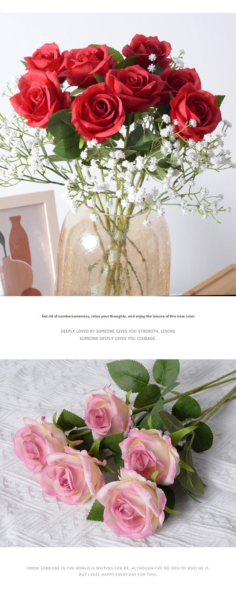 Rosa artificial individual para San Valentín, decoración para el hogar, boda, pared de flores, flores artificiales, tacto artificial, franela