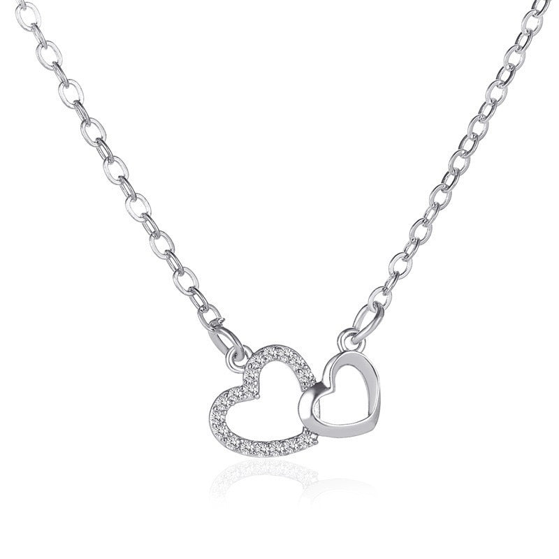 Collar de corazón de melocotón retro de celebridad de Internet, diseño de moda en forma de corazón para mujer, cadena de clavícula, joyería de amor simple, joyería para niñas