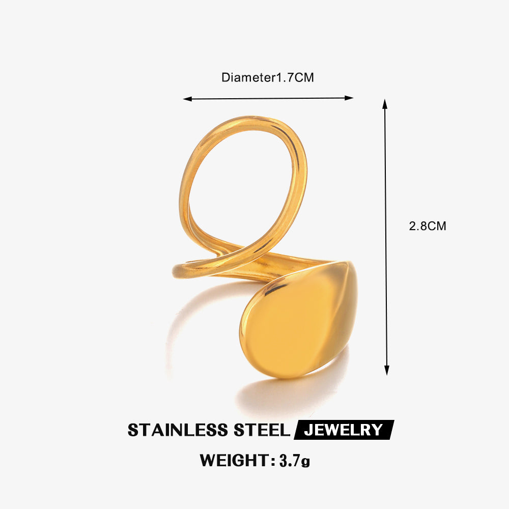 Anillos de acero inoxidable 304 chapados en oro de 18 quilates con diseño ovalado estilo IG.