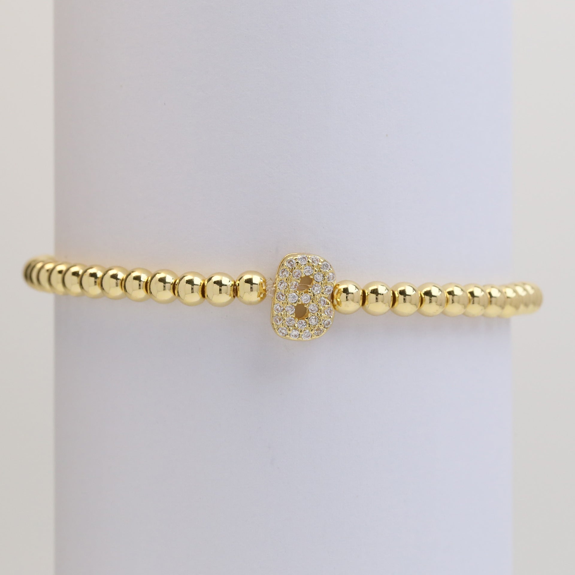 Pulsera de alambre elástico con cuentas de cobre y 26 letras inglesas con globo de burbujas de latón con microincrustaciones Xi Yin