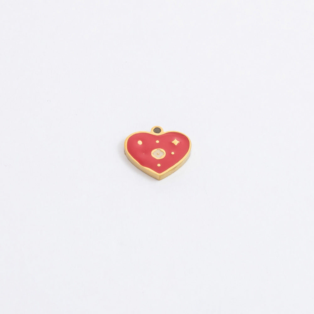 1 pieza de 10,9 mm 17,5 mm 304 de acero inoxidable con forma de corazón de cereza, lazo, accesorios de joyería, colgante 