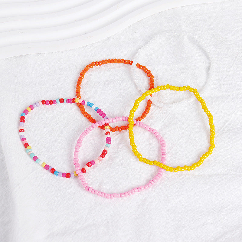 Pulsera de cuentas de arroz apiladas bohemias de colores variados, pulsera combinada de cuentas redondas, pulsera para mujer