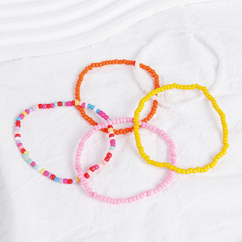 Pulsera de cuentas de arroz apiladas bohemias de colores variados, pulsera combinada de cuentas redondas, pulsera para mujer