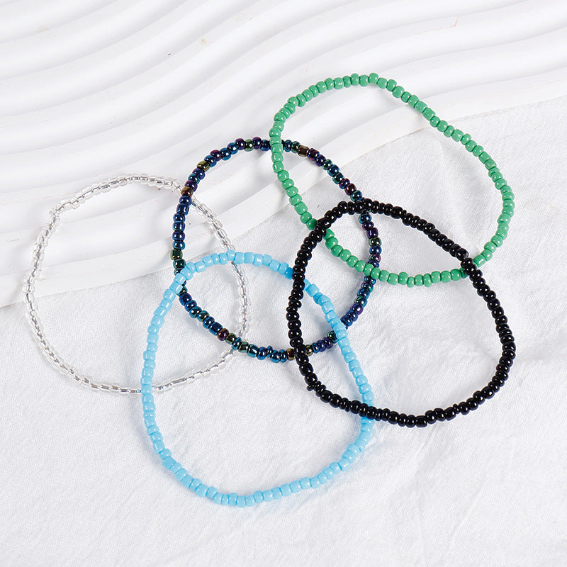 Pulsera de cuentas de arroz apiladas bohemias de colores variados, pulsera combinada de cuentas redondas, pulsera para mujer