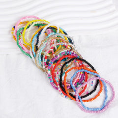 Pulsera de cuentas de arroz apiladas bohemias de colores variados, pulsera combinada de cuentas redondas, pulsera para mujer