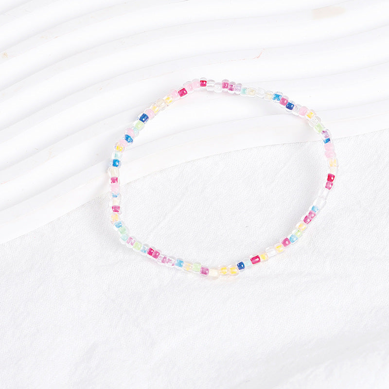 Pulsera de cuentas de arroz apiladas bohemias de colores variados, pulsera combinada de cuentas redondas, pulsera para mujer